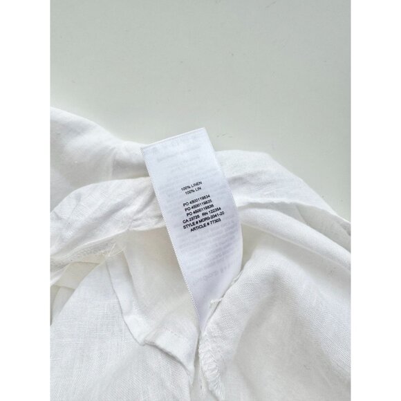 Aritzia GROUP BY BABATON Portofino White Linen Cropped Button-Up Shirt, Size M - Picture 12 of 13